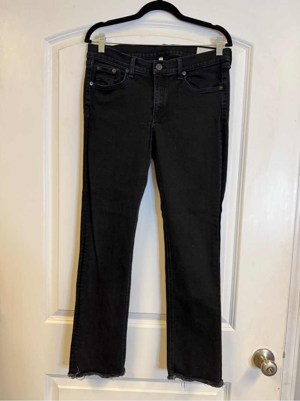 Rag & Bone Black Straight Leg Jeans Size 31 Raw Hem 28” Inseam